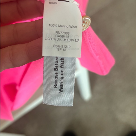 J. Crew Neon Pink Merino Wool cardigan - Picture 3 of 5